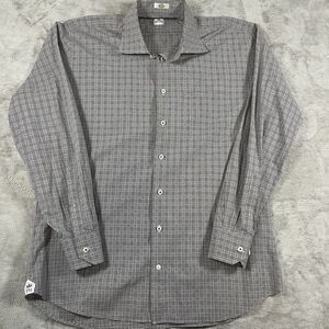 Peter‎ Millar Men's Large Brown Plaid Checkered Long Sleeve Button Up Shirt